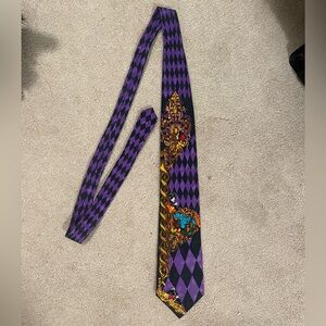 Disney Store Mickey Mouse Unique Purple & Black Diamond Pattern Tie - 100% Silk
